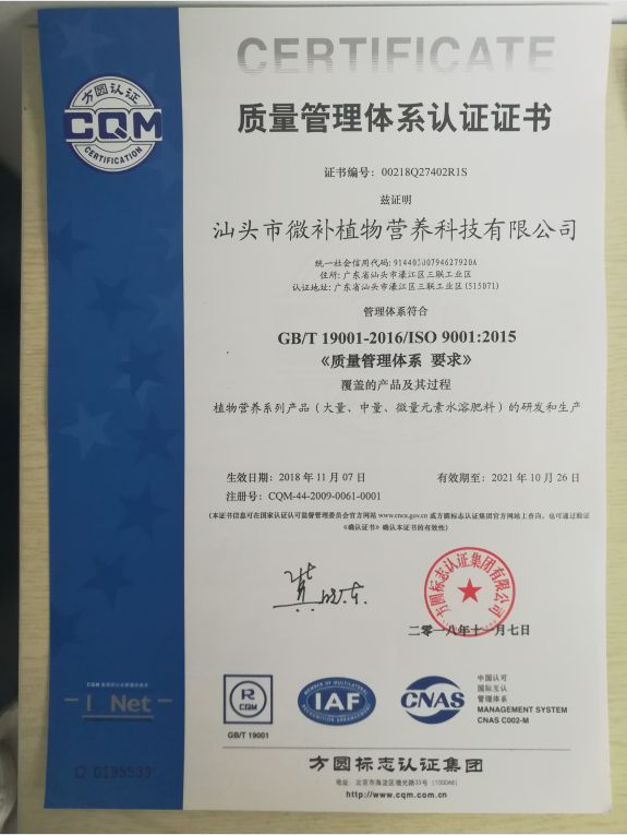 ISO9001国际标准化质量管理体系认证