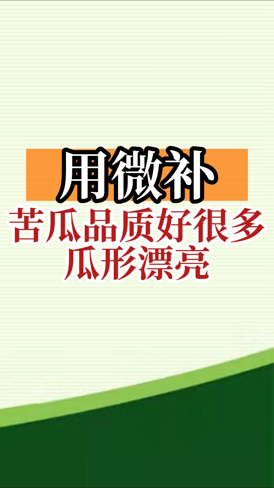 用微补，苦瓜品质好很多，瓜形漂亮